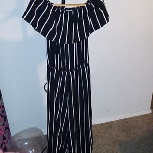 Black and white striped jumpsuit